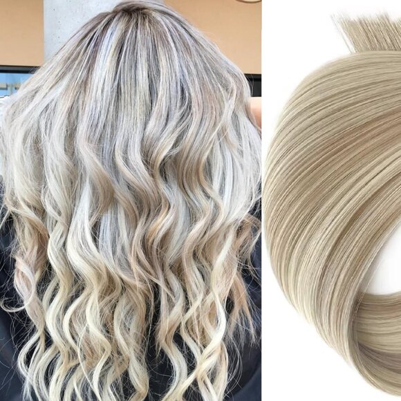 18″ Genius Wefts, 50g,100% Human Remy Highlighted Hair Extensions #18/613 - Picture 3 of 3